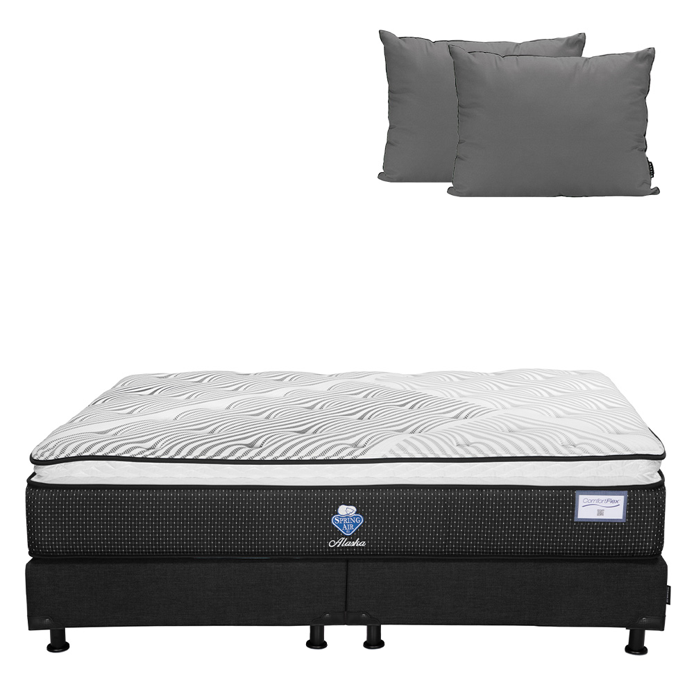 Colchón Spring Air Alaska Color Negro King Size + Box + Almohada 2pack
