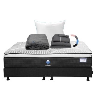Foto 1 | Colchón Spring Air Alaska + Box Color Negro + Almohada Royal + Protector Lux + Sábanas Royal King Size