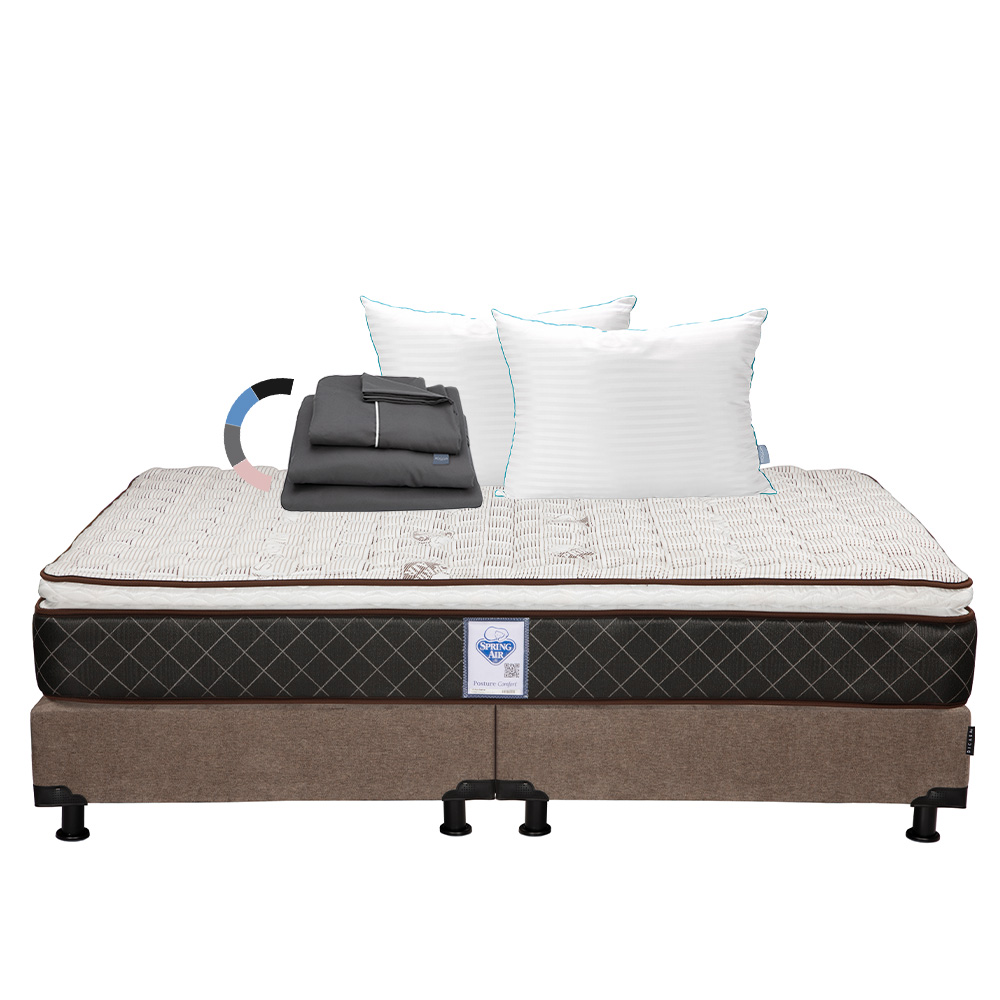 Foto 1 | Colchón Spring Air Minesota + Box Color Café + Almohada Royal Twin + Sábanas Royal King Size