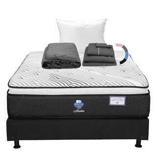 Foto 1 | Colchón Spring Air Alaska + Box Color Negro + Almohada Royal + Protector Lux + Sábanas Royal Queen Size