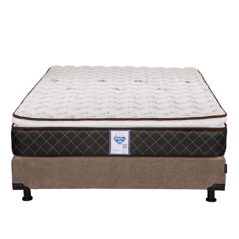 Foto 2 | Colchón Spring Air Minesota + Box Color Café + 2 Almohadas Osos + Sábanas Basic Queen Size