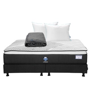 Foto 1 | Colchón Spring Air Alaska + Box Color Negro + Almohada Royal Twin + Protector Lux King Size
