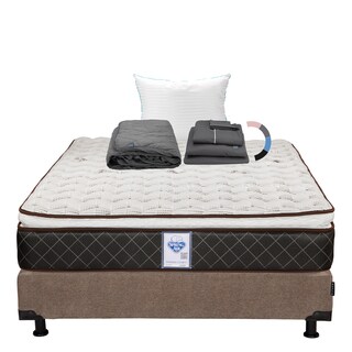 Foto 1 | Colchón Spring Air Minesota + Box Color Café + Almohada Royal + Protector Lux + Sábanas Royal Queen Size