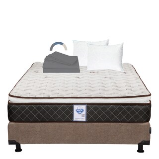 Foto 1 | Colchón Spring Air Minesota + Box Color Café + 2 Almohadas Osos + Sábanas Basic Individual
