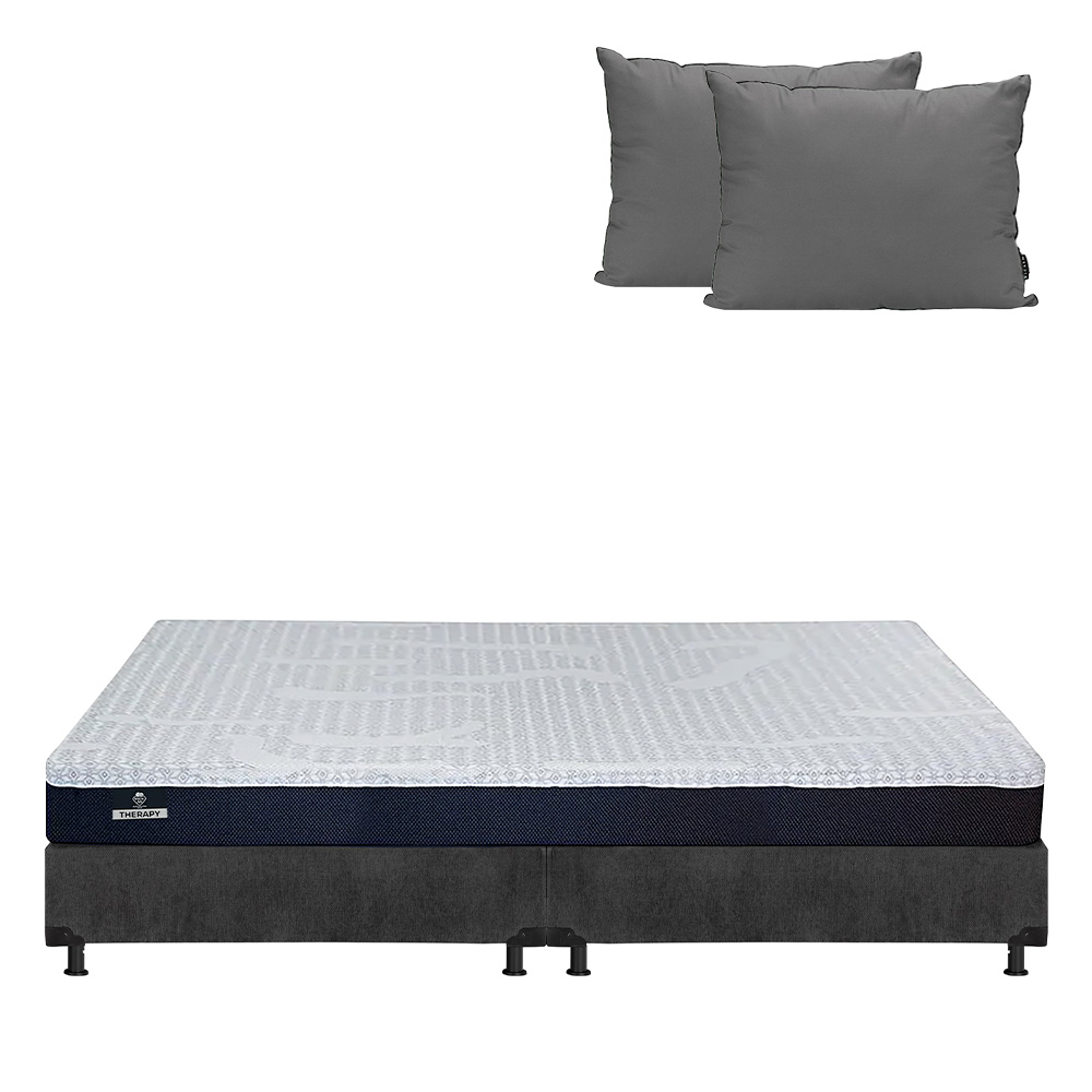 Colchón Spring Air Therapy Color Gris Carbon King Size + Box + Almohada 2pack