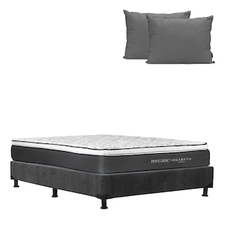 Foto 1 | Colchón Restonic Trini Color Gris Carbon Matrimonial + Box + Almohada 2pack