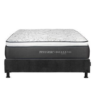 Foto 2 | Colchón Restonic Trini Color Gris Carbon Matrimonial + Box + Almohada 2pack