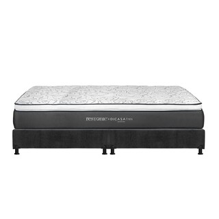 Foto 2 | Colchón Restonic Trini Color Gris Carbon King Size + Box + Almohada 2pack