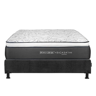 Foto 2 | Colchón Restonic Trini Color Gris Carbon Queen Size + Box + Almohada 2pack + Protector Cloud
