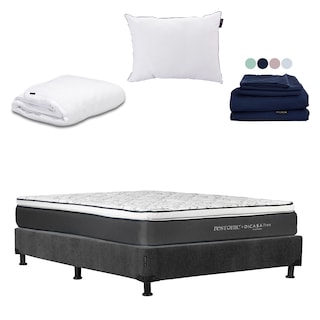 Foto 1 | Colchón Restonic Trini Color Gris Carbon Matrimonial + Box + Almohada One + Protector Cloud + Sábanas Softy