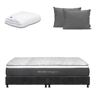 Foto 1 | Colchón Restonic Trini Color Gris Carbon King Size + Box + Almohada 2pack + Protector Cloud