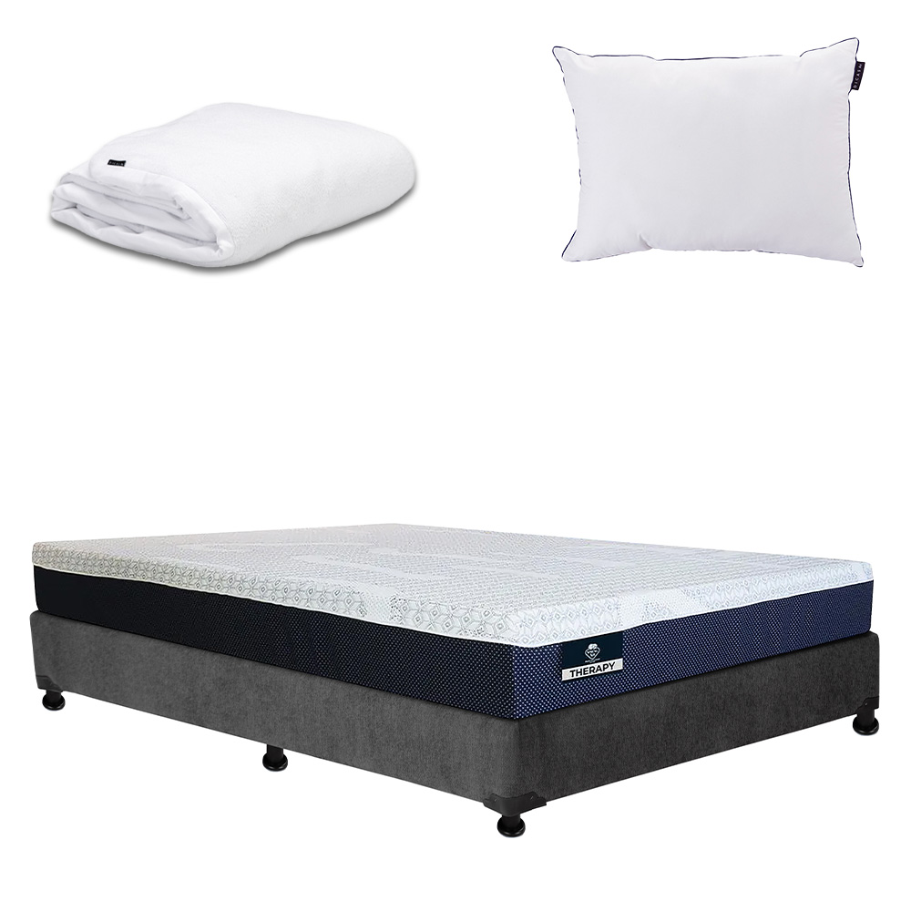 Foto 1 | Colchón Spring Air Therapy Color Gris Carbon Queen Size + Box + Almohada One + Protector Cloud