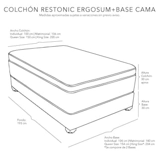Foto 5 | Colchón Spring Air Ergosum Color Gris Carbon Queen Size + Base Cama
