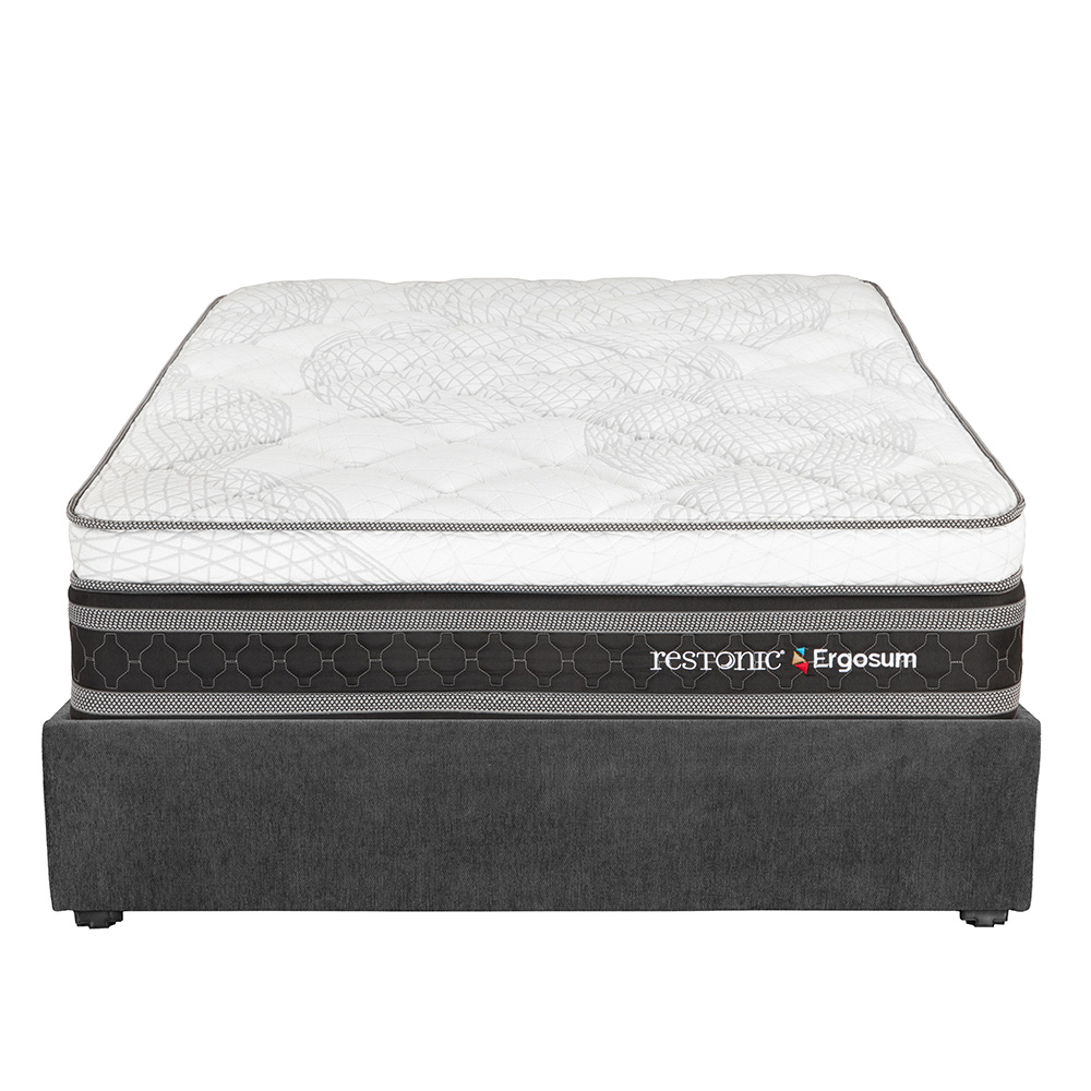 Colchón Spring Air Ergosum Color Gris Carbon Matrimonial + Base Cama