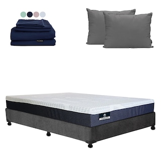 Foto 1 | Colchón Spring Air Therapy Color Gris Carbon Queen Size + Box + Almohada 2pack + Sábanas Softy