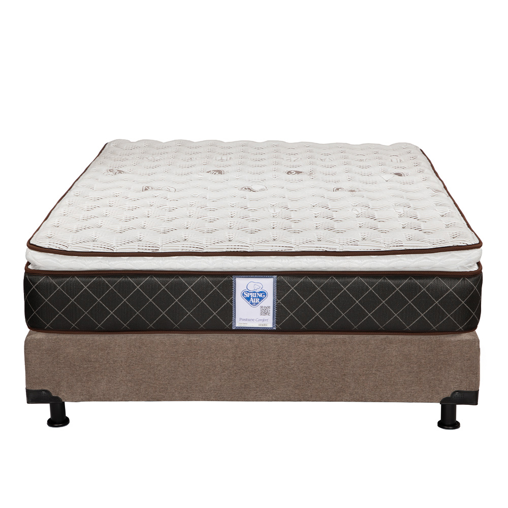 Foto 2 | Colchón Spring Air Minesota Color Café Queen Size + Box Dicasa Café + 2 Almohadas Osos + Protector Ultra