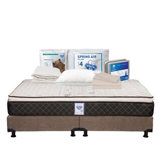 Foto 1 | Colchón Spring Air Minesota Color Café King Size + Box Dicasa Café + Almohada Osos + Protector Ultra + Sábanas Basic