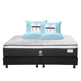 Foto 1 | Colchón Spring Air Alaska Color Blanco King Size + Box Dicasa Negro + 2 Almohadas Trinity