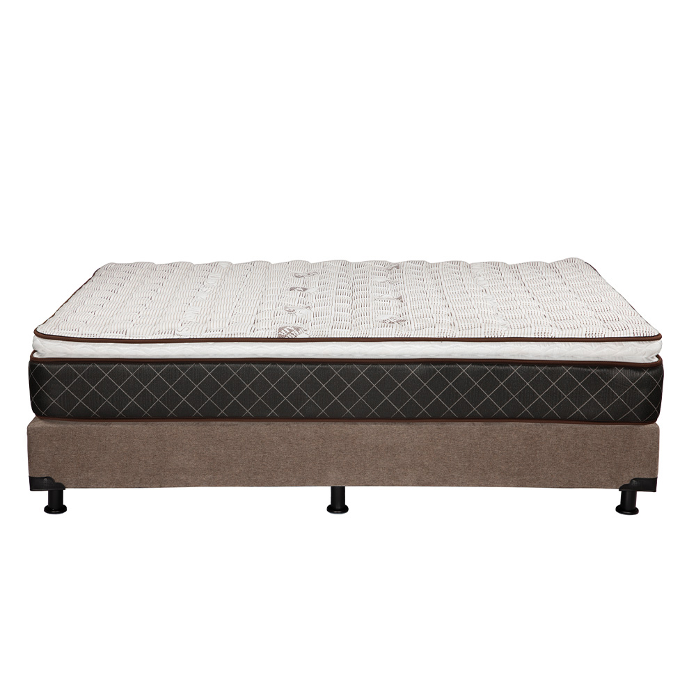 Foto 4 | Colchón Spring Air Minesota Color Café Matrimonial + Box Dicasa Café + 2 Almohadas Osos + Protector Ultra