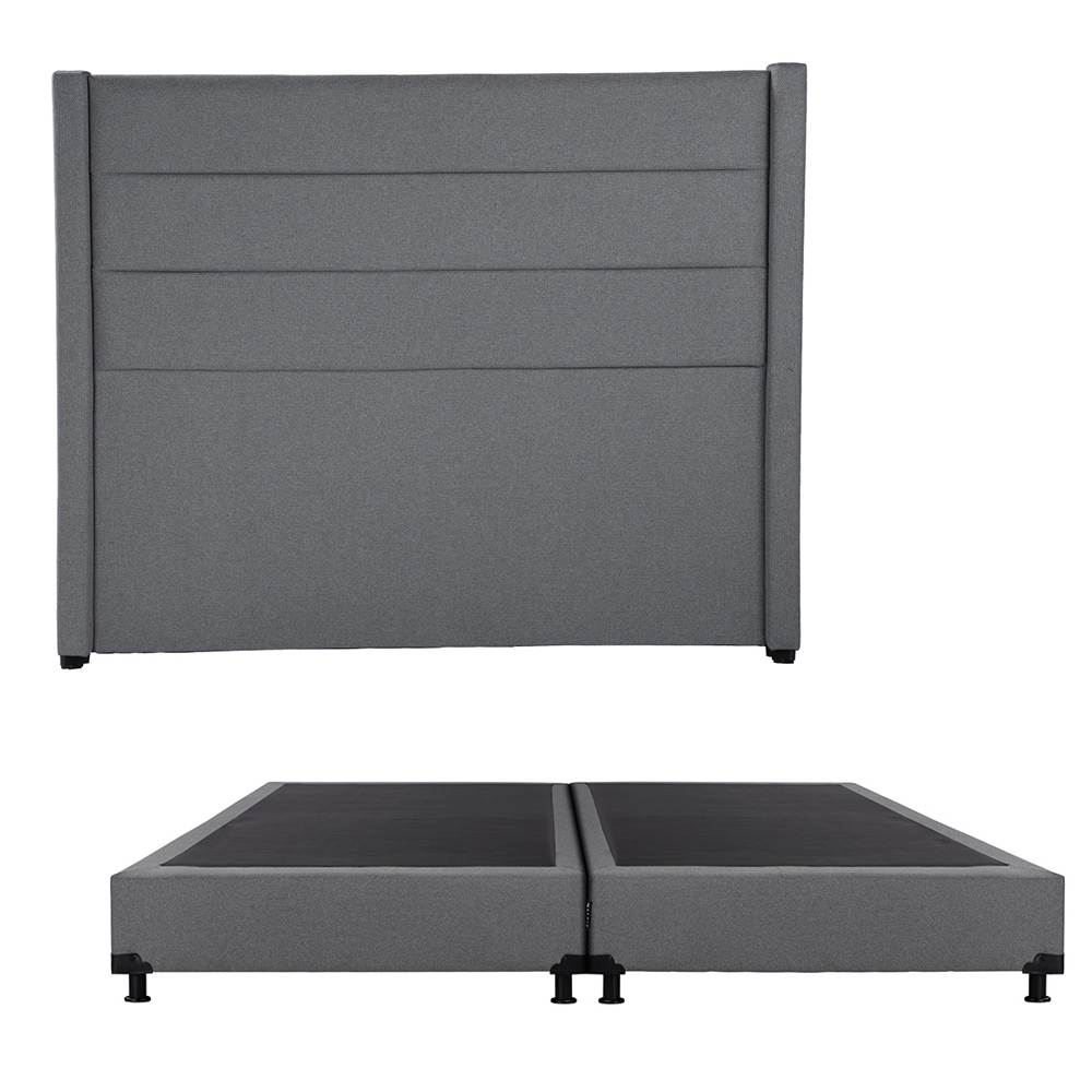 Cabecera Dicasa Lugo Color Gris King Size + Box Dicasa Color Gris King Size