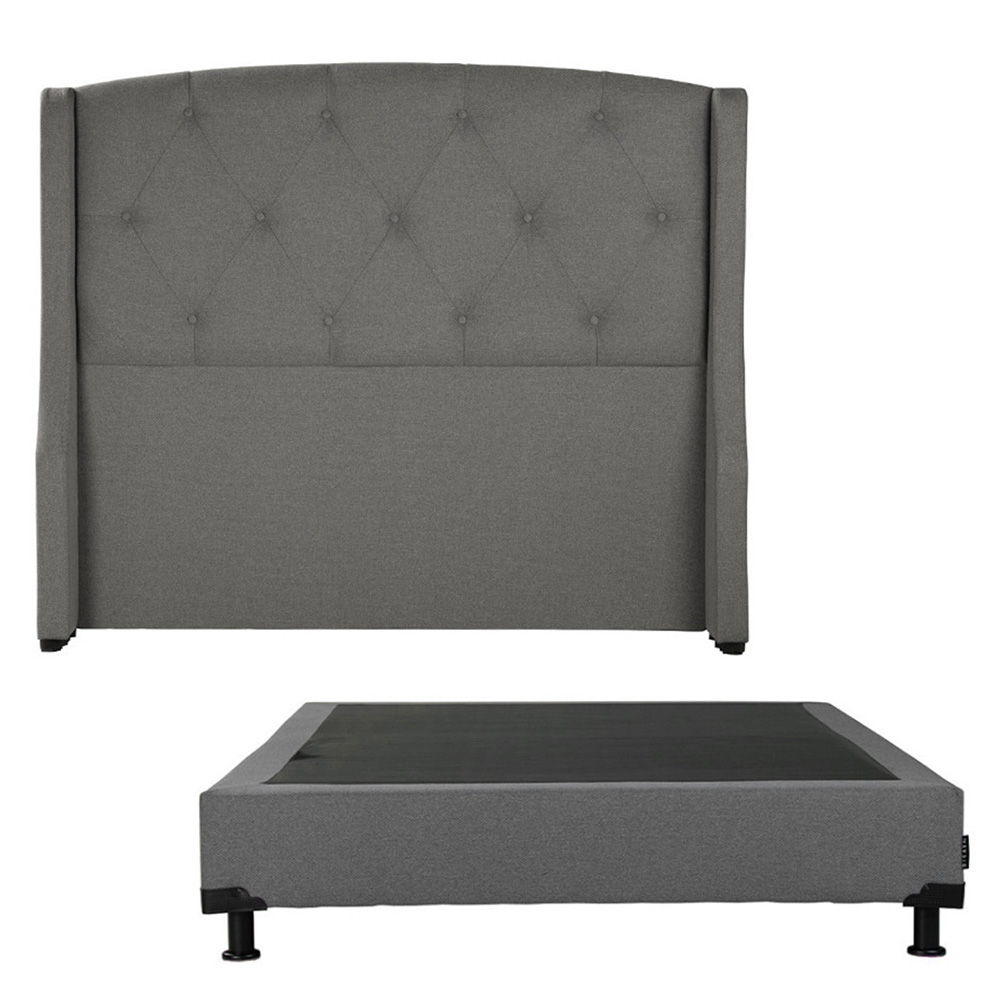 Cabecera Dicasa Zefyr Color Gris Individual + Box Dicasa Color Gris Individual