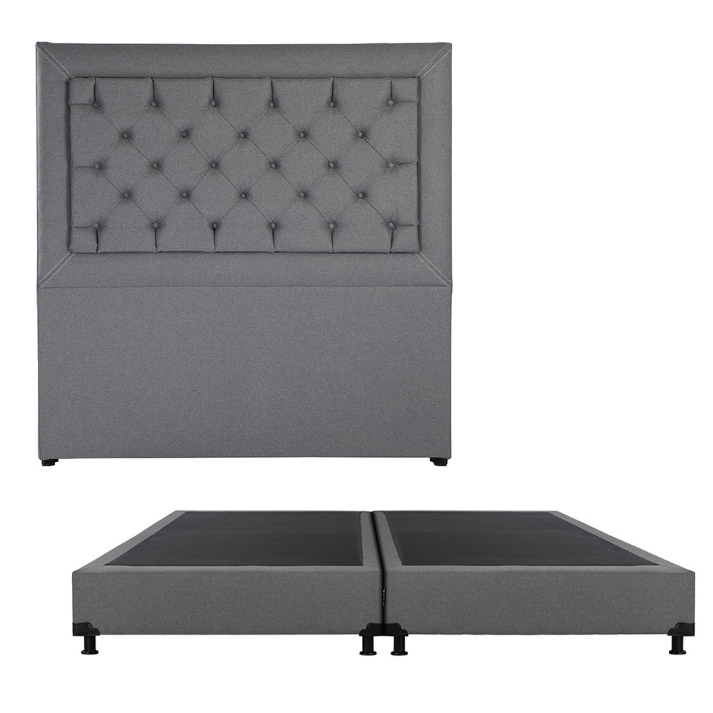 Cabecera Dicasa Mary Color Gris King Size + Box Dicasa Mary Color Gris King Size