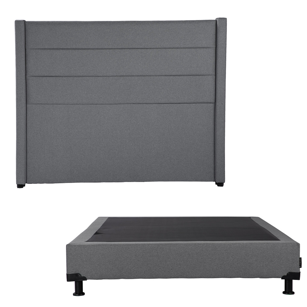 Cabecera Dicasa Lugo Color Gris Queen Size + Box Dicasa Color Gris Queen Size
