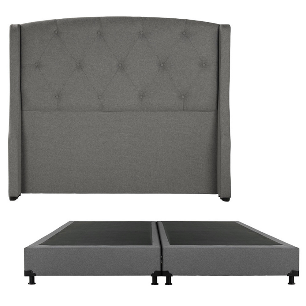 Cabecera Dicasa Zefyr Color Gris King Size + Box Dicasa Color Gris King Size