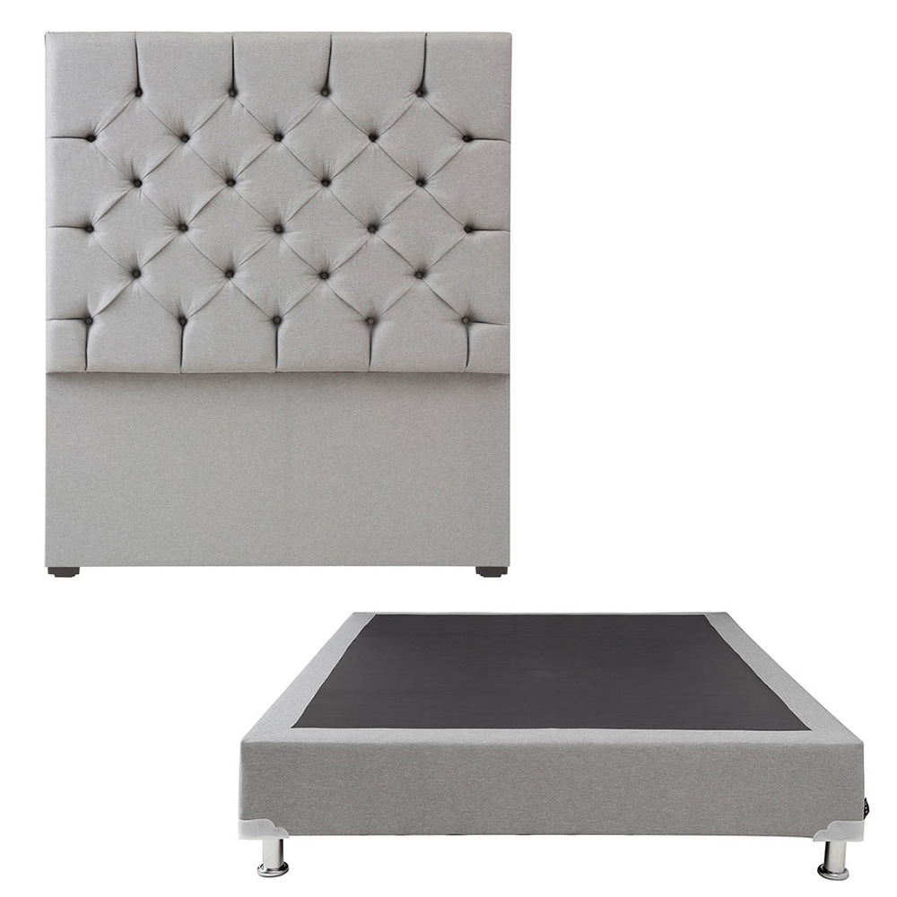 Cabecera Dicasa Capri Color Gris Queen Size + Box Dicasa Color Gris Queen Size
