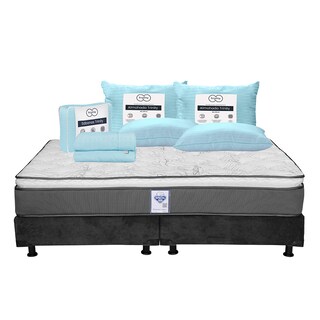 Foto 1 | Colchón Spring Air Prestige Color Gris King Size + Box Dicasa Gris + 2 Almohadas Trinity + Sábanas Trinity