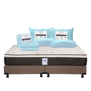 Foto 1 | Colchón Spring Air Minesota Color Café King Size + Box Café + 2 Almohadas Trinity + Sábanas Trinity