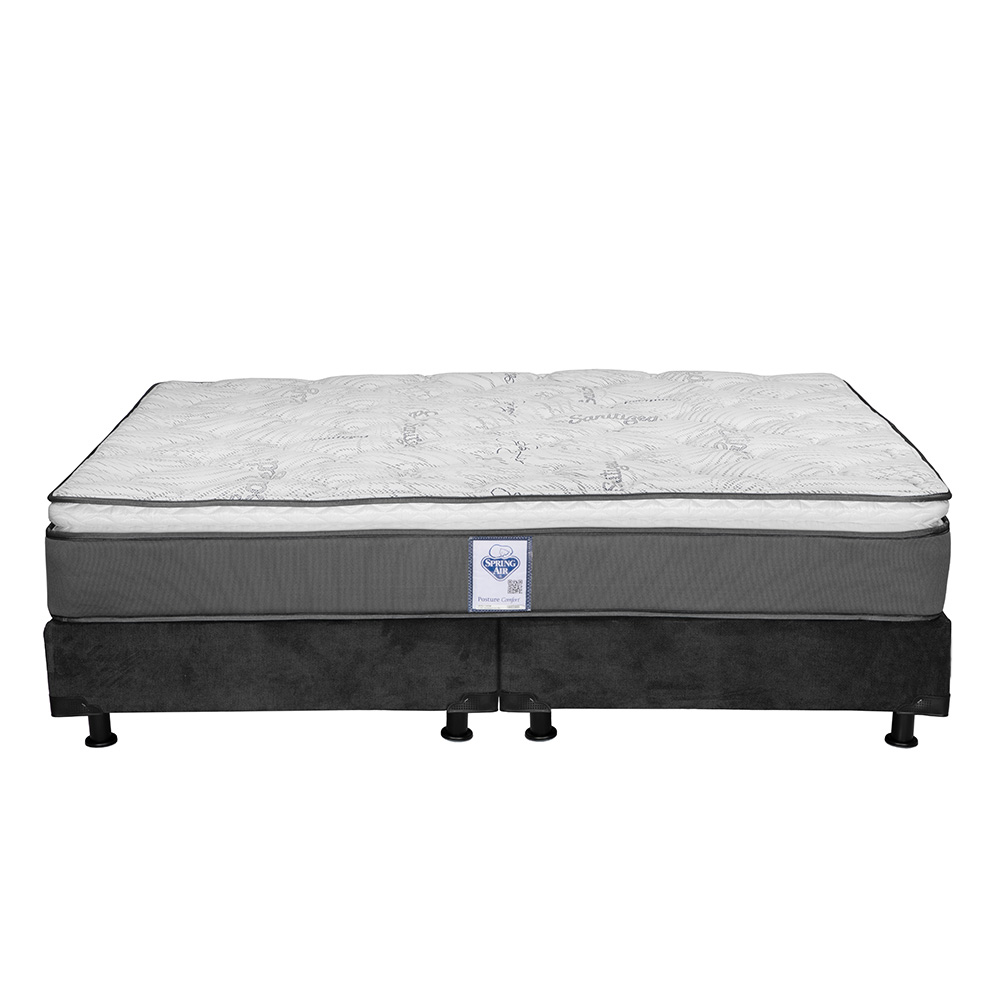 Foto 2 | Colchón Spring Air Prestige Color Gris King Size + Box Gris + 2 Almohadas Osos