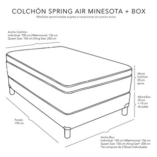 Foto 5 | Colchón Spring Air Minesota Color Cafe Queen Size + Box