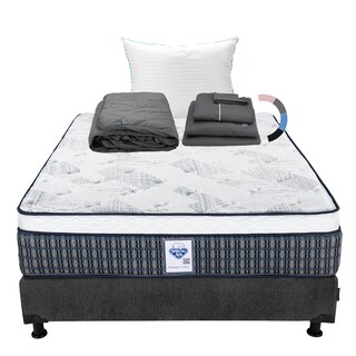 Foto 1 | Colchón Dicasa Cardona Color Gris Carbon Queen Size + Box + Almohada Royal + Protector Lux + Sábanas Royal
