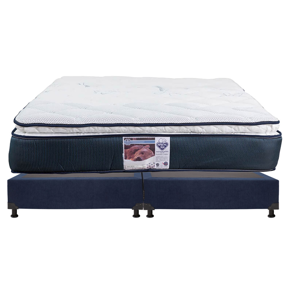 Foto 2 | Colchón Spring Air Monaco Color Azul King Size  + Box + Almohada Royal Twin + Protector Lux + Sábanas Royal