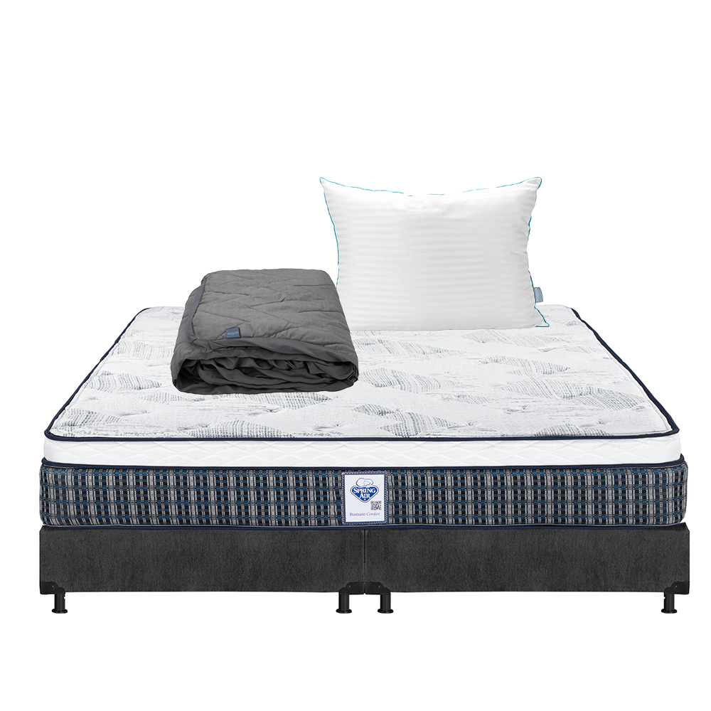 Colchón Dicasa Cardona Color Gris Carbon King Size  + Box + Almohada Royal + Protector Lux