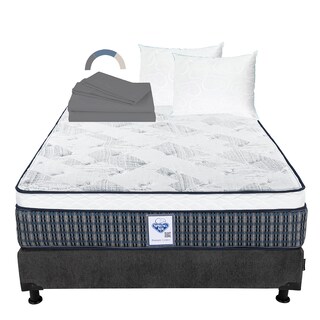 Foto 1 | Colchón Dicasa Cardona Color Gris Carbon Queen Size + Box + Almohada Oso 2 + Sábanas Basic