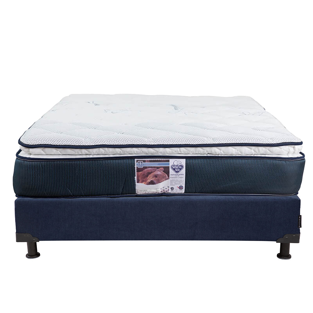 Foto 2 | Colchón Spring Air Monaco Color Azul Matrimonial  + Box + Almohada Royal Twin + Protector Lux + Sábanas Royal