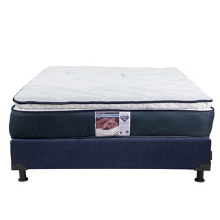 Foto 2 | Colchón Spring Air Monaco Color Azul Matrimonial + Box + Almohada Royal Twin + Protector Lux + Sábanas Royal