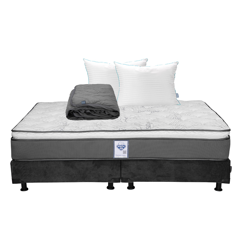 Foto 1 | Colchón Spring Air Prestige Color Gris Carbon King Size  + Box + Almohada Royal Twin + Protector Lux