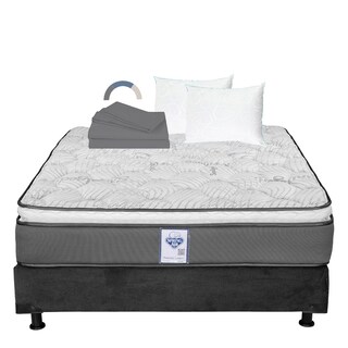 Foto 1 | Colchón Spring Air Prestige Color Gris Carbon Matrimonial + Box + Almohada Oso 2 + Sábanas Basic