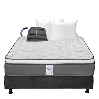 Foto 1 | Colchón Spring Air Prestige Color Gris Carbon Queen Size + Box + Almohada Royal Twin + Sábanas Royal