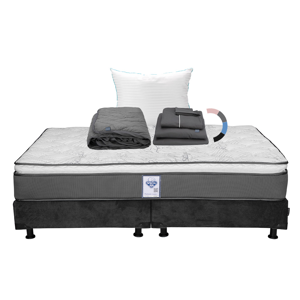 Foto 1 | Colchón Spring Air Prestige Color Gris Carbon King Size  + Box + Almohada Royal + Protector Lux + Sábanas Royal