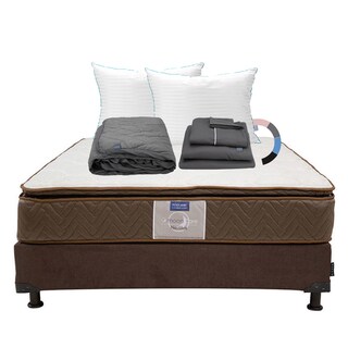 Foto 1 | Colchón Restonic Nautilus Color Chocolate Matrimonial + Box + Almohada Royal Twin + Protector Lux + Sábanas Royal