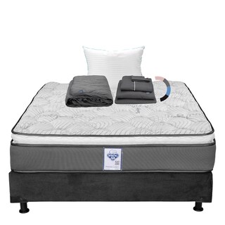 Foto 1 | Colchón Spring Air Prestige Color Gris Carbon Matrimonial + Box + Almohada Royal + Protector Lux + Sábanas Royal