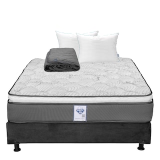 Foto 1 | Colchón Spring Air Prestige Color Gris Carbon Matrimonial + Box + Almohada Royal Twin + Protector Lux