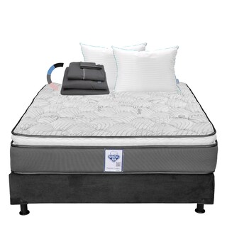 Foto 1 | Colchón Spring Air Prestige Color Gris Carbon Matrimonial + Box + Almohada Royal Twin + Sábanas Royal