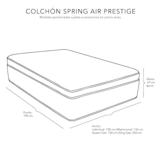 Foto 5 | Colchón Spring Air Prestige Matrimonial + Box Dicasa Gris Garbón + Juego De Sábanas Softy