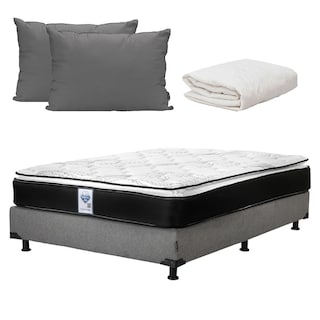 Foto 1 | Colchón Spring Air Prestige Queen Size + Box Dicasa Color Gris Carbón + Almohada 2 Pack + Protector De Colchón Cloud