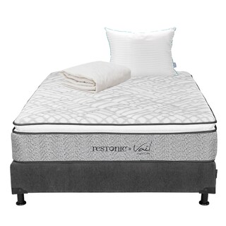 Foto 1 | Colchón Restonic Vail Color Gris Carbon Matrimonial + Box + Almohada Royal + Protector Ultra